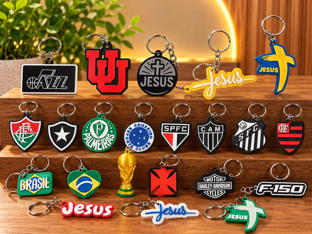 Custom 3D Printed Keychains Custom 3D printed keychains featuring sports, Christian, and personalized designs by 3DZ6.